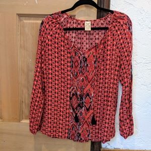 Multi Color Blouse print w ties in front